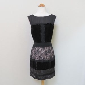 Black Velvet Lace Sequin Dress Cocktail LBD Sz 12